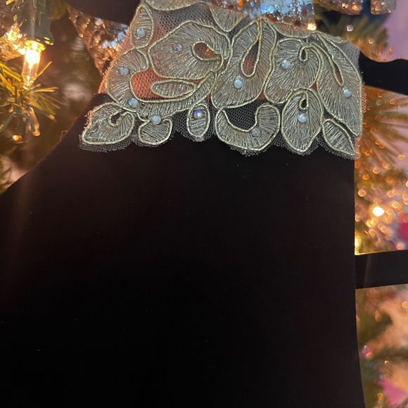 Ruched Little Black and Gold Cocktail Dress - Picture 4 of 6